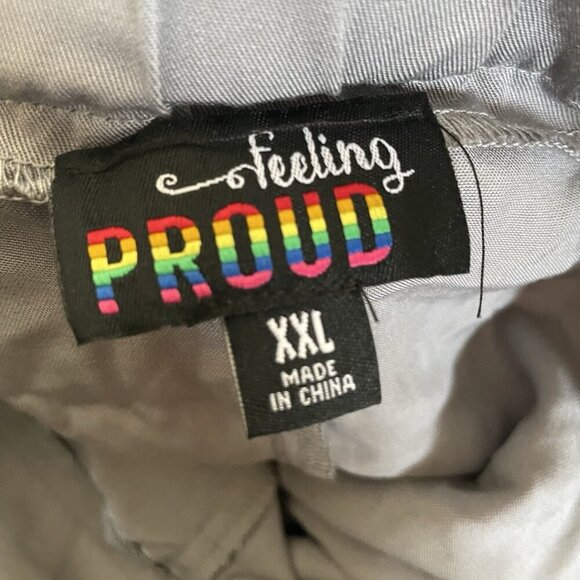 Feeling Proud Womens Shorts Set XXL Rainbow Pride White Gray Elastic Waist Tie - Picture 8 of 12